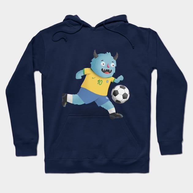 Cute Monster Soccer Player for Sports Lovers Hoodie by sukanta4878